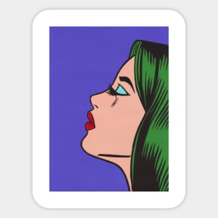 Green Hair Comic Girl Sticker